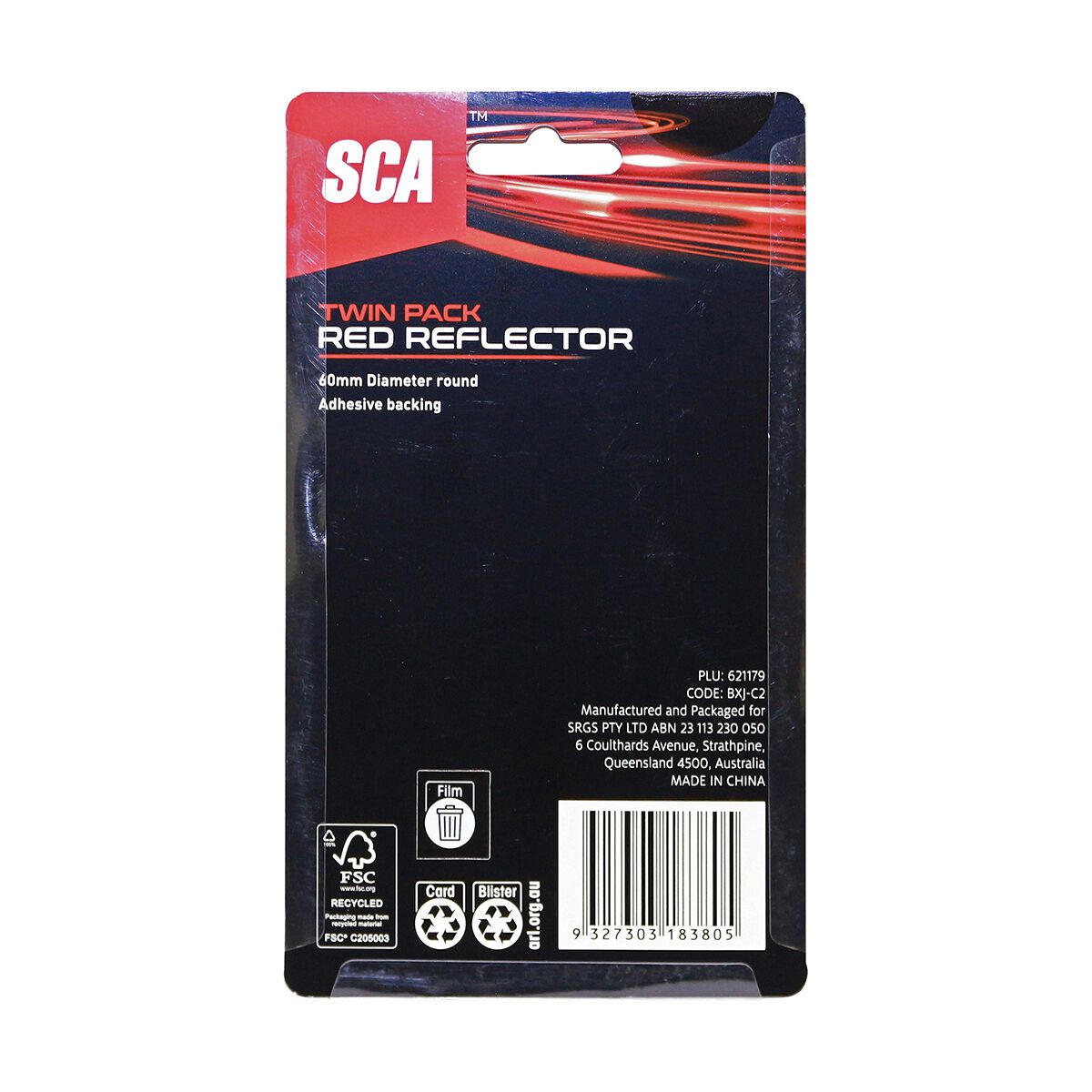 SCA Reflector Twin Pack Round Red 60mm, , scaau_hi-res