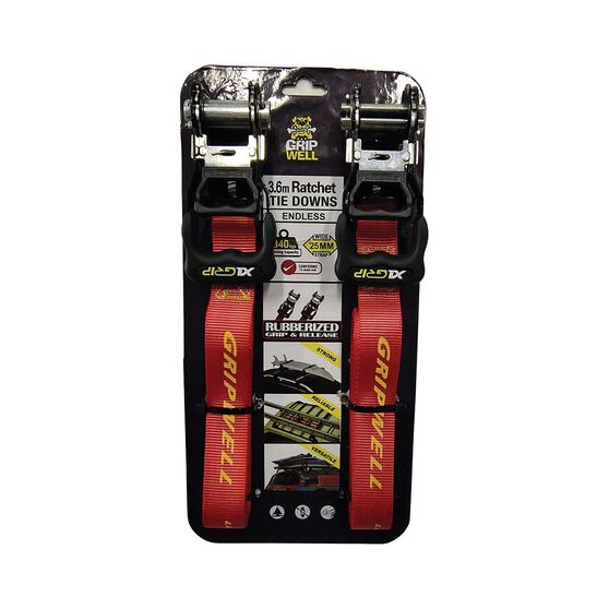 Gripwell Ratchet Tie Down 2Pk 340kg 25mm X 3.6m Supercheap Auto