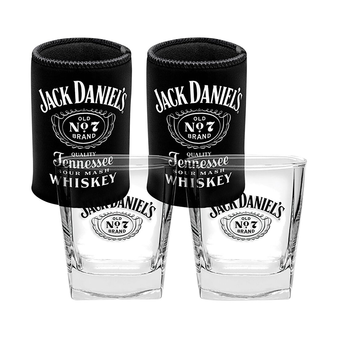 Jack Daniel's Set of 2 Spirit Glasses and Set of 2 Can Coolers, , scaau_hi-res