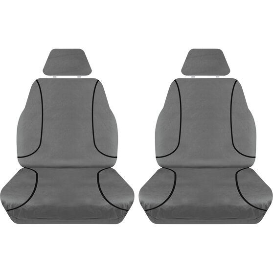Tradies Canvas Ready Made Seat Covers Front Pair Grey suits Colorado/DMAX/MUX, , scaau_hi-res