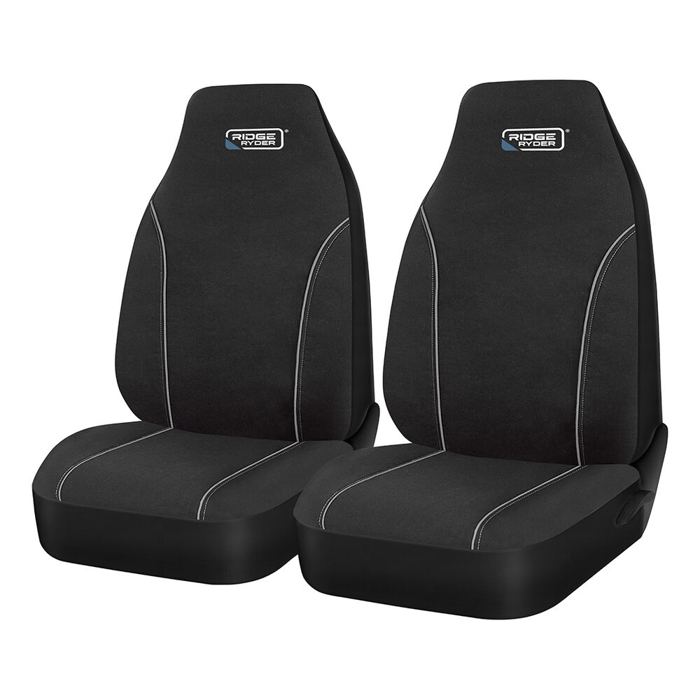 Ridge Ryder Canvas Seat Covers Black/Grey Piping BuiltIn Headrests