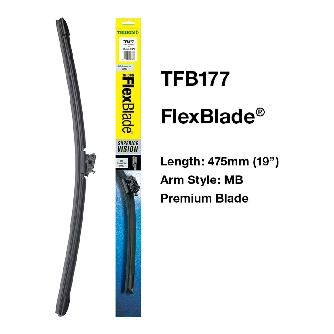 Tridon FlexBlade Wiper 475mm (19") Single - TFB177, , scaau_hi-res