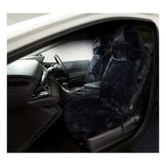 Platinum Cloud Sheepskin Seat Covers - Black Adjustable Headrests Size 30 Front Pair Airbag Compatible Black, Black, scaau_hi-res