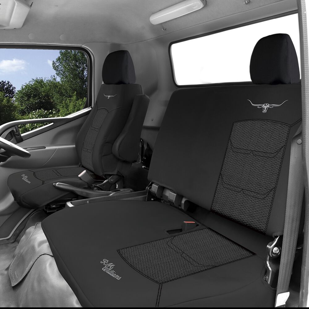 R.M.Williams Woven Seat Covers Black/Grey Adjustable Headrests Size 301