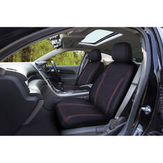 SCA Sports Leather Look & Carbon Seat Covers Black/Red Adjustable Headrests Airbag Compatible, , scaau_hi-res