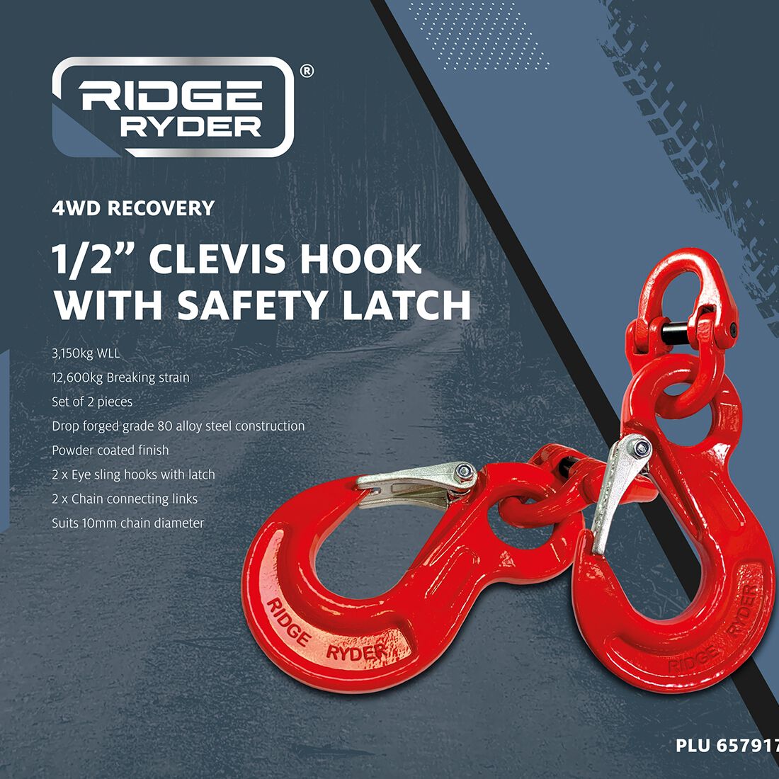 Ridge Ryder Clevis Hook 10mm 12T 2 Pack, , scaau_hi-res
