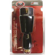 SCA Trailer Adaptor - Stubbie, 7 Pin Large Round Socket to 7 Pin Small Round Plug, , scaau_hi-res
