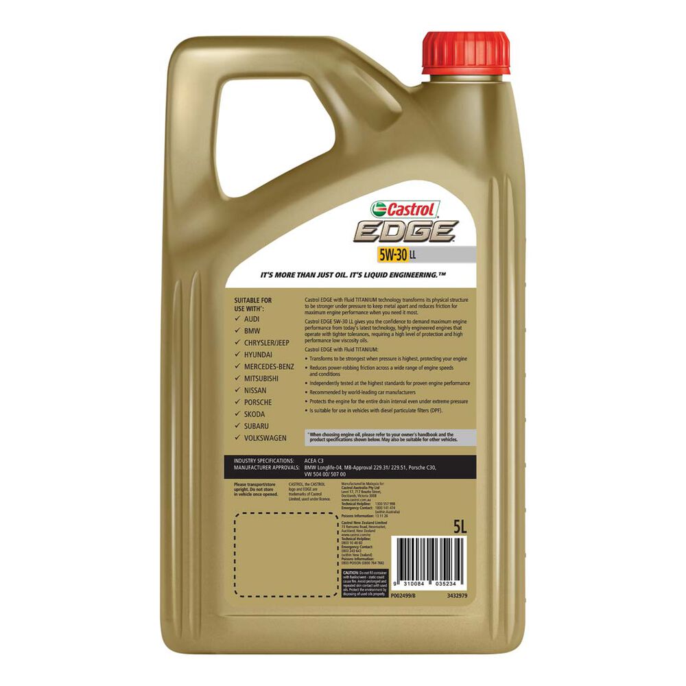 Castrol EDGE Synthetic 5W-30 Long Life Engine Oil 5L - 3413348