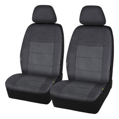 SCA Premium Jacquard and Velour Seat Covers Black Adjustable Headrests Airbag Compatible 30SAB, , scaau_hi-res