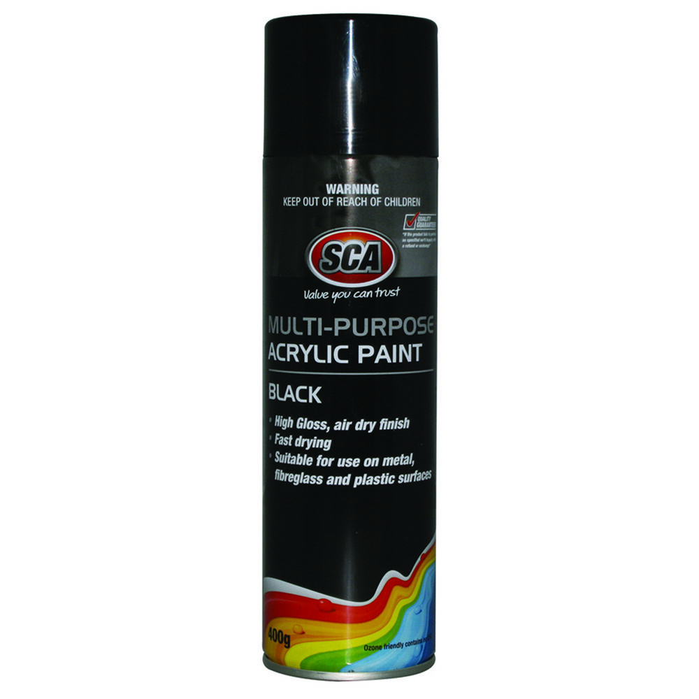 SCA Acrylic Aerosol Paint Black 400g Supercheap Auto