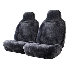 Gold Cloud Sheepskin Seat Covers - Slate, Built-in Headrests, Size 60, Front Pair, Airbag Compatible, Slate, scaau_hi-res