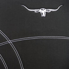 R.M. Williams Canvas Seat Cover Black Adjustable Headrests Size 30 Front Pair Airbag Compatible, , scaau_hi-res