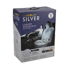 Silver CLOUDLUX Sheepskin Seat Covers - Grey Adjustable Headrests Size 30 Front Pair Airbag Compatible, , scaau_hi-res