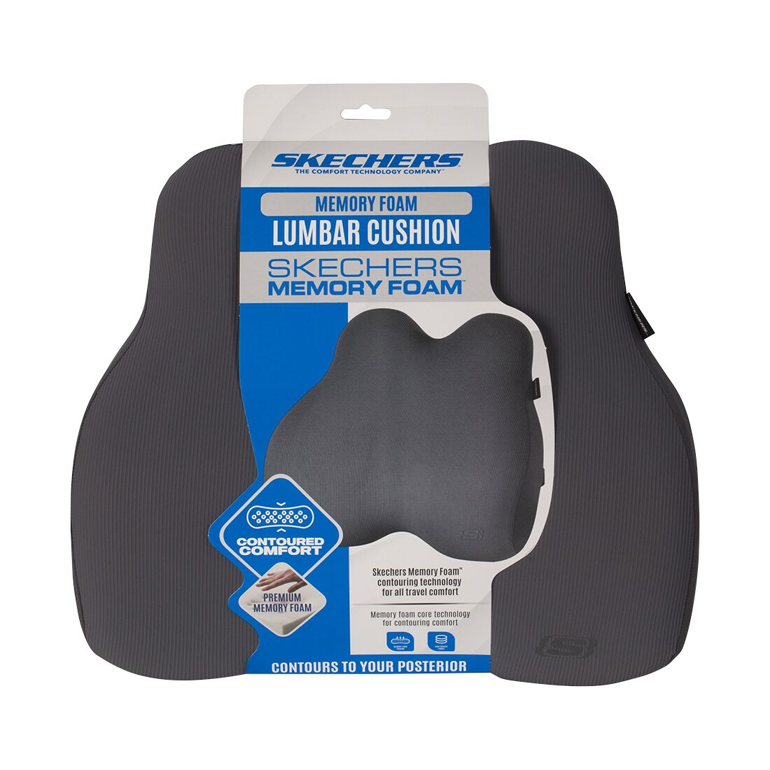 Skechers Memory Foam Charcoal Lumbar Cushion, , scaau_hi-res