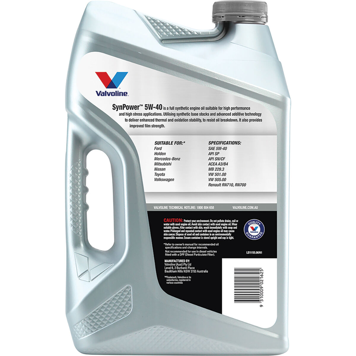 Valvoline Synpower Engine Oil 5W-40 6 Litre, , scaau_hi-res