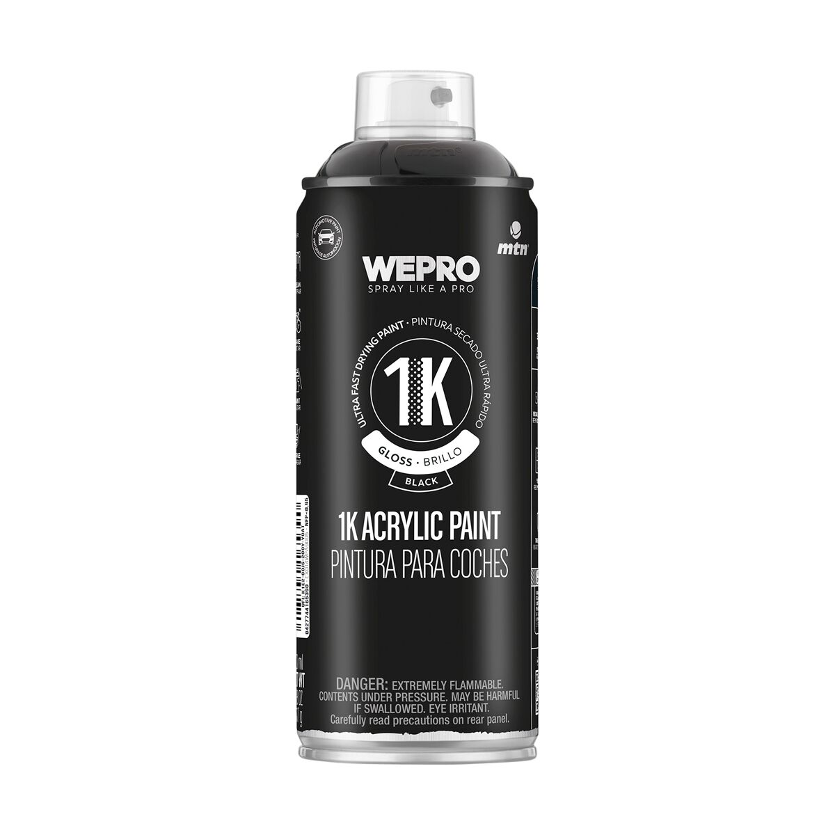 MTN 1K Acrylic Enamel Black Gloss 400ml, , scaau_hi-res