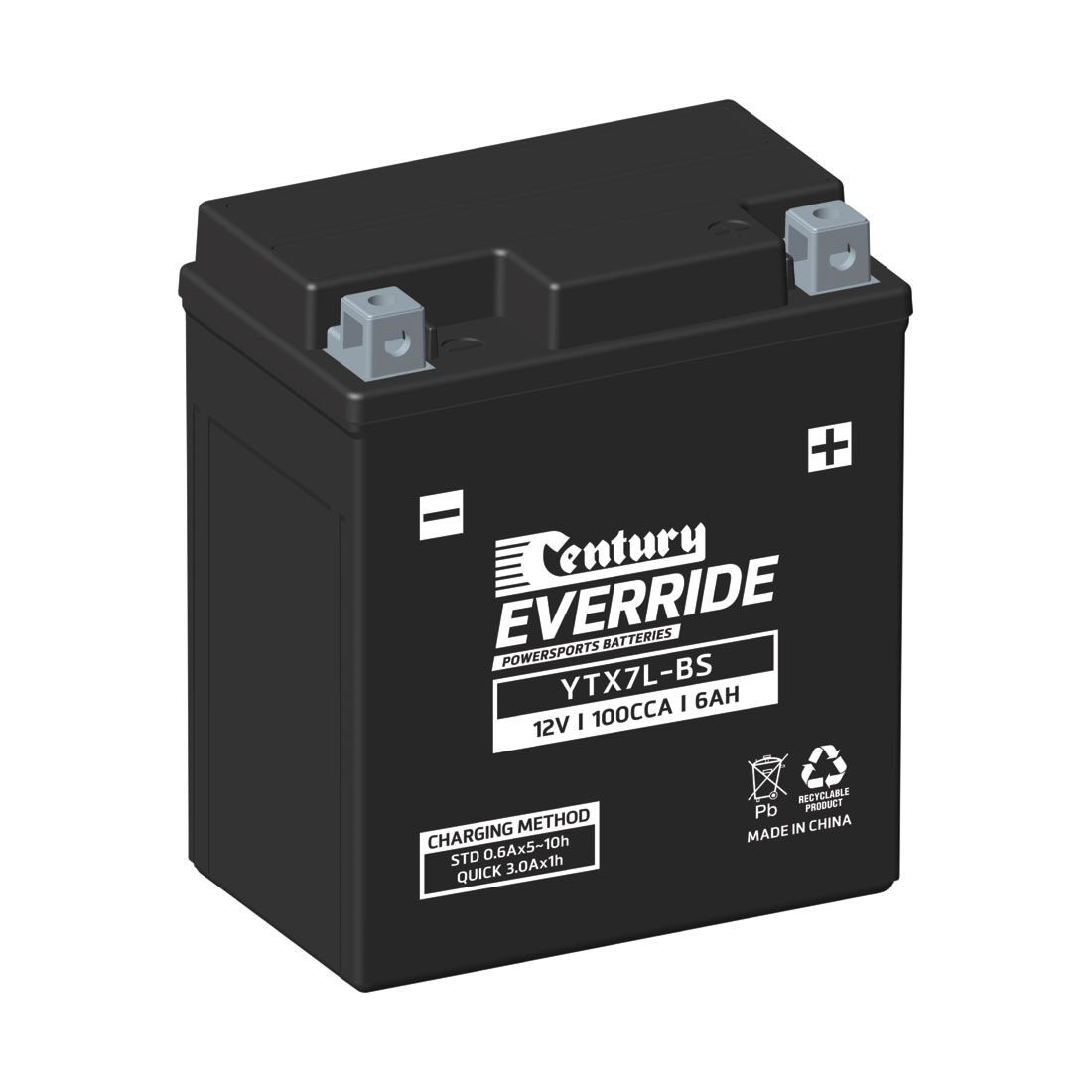 Century EverRide Powersports Battery YTX7L-BS, , scaau_hi-res