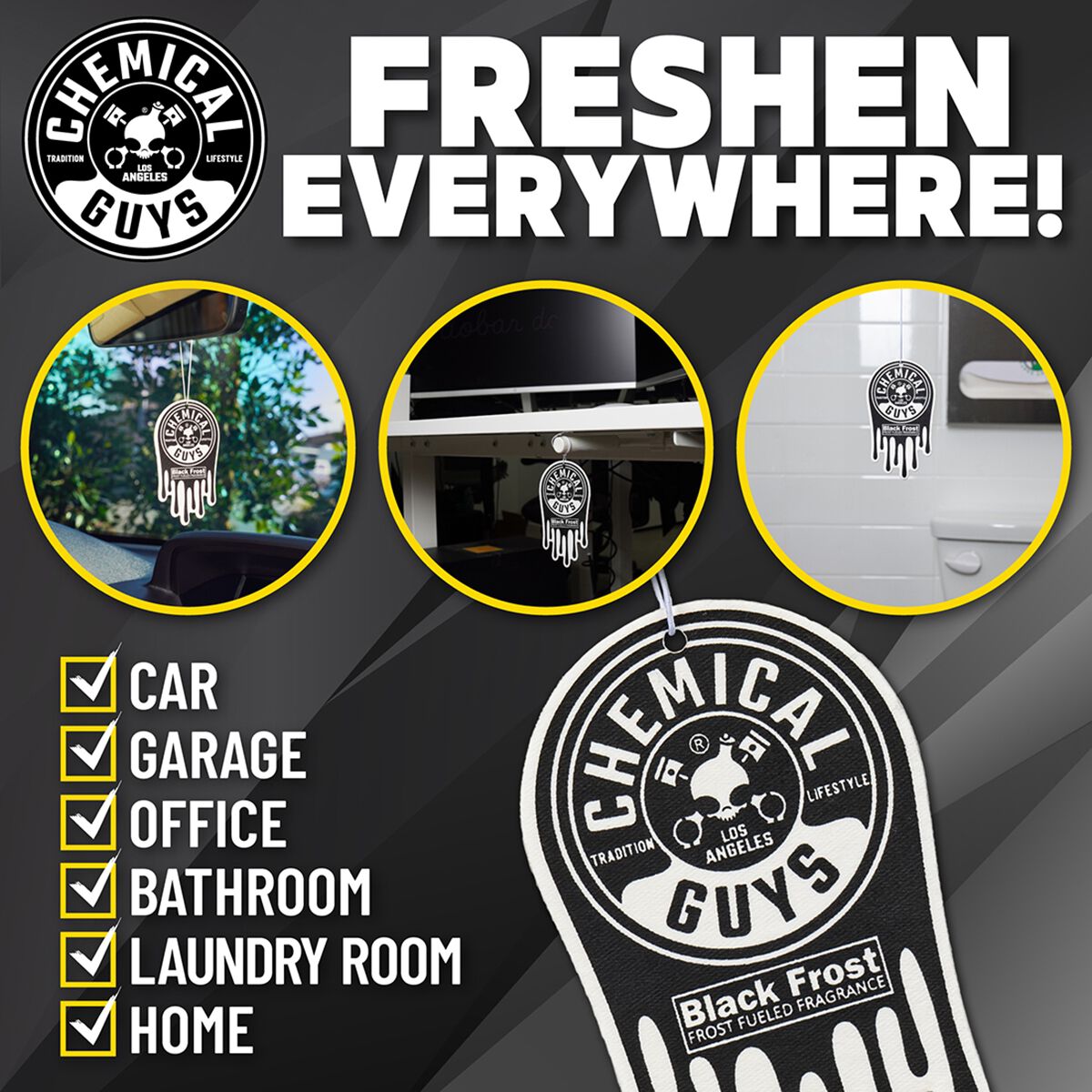 Chemical Guys Airfreshener 3 Pack Black Frost, , scaau_hi-res