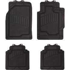 Semi-Tailored Floor Mats Sedan/Hatch Black Set of 4, , scaau_hi-res