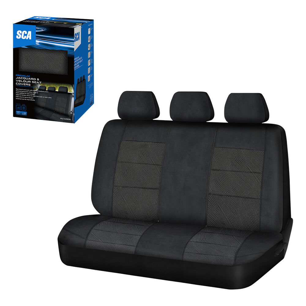 SCA Premium Jacquard and Velour Seat Covers Black Rear Seat Size