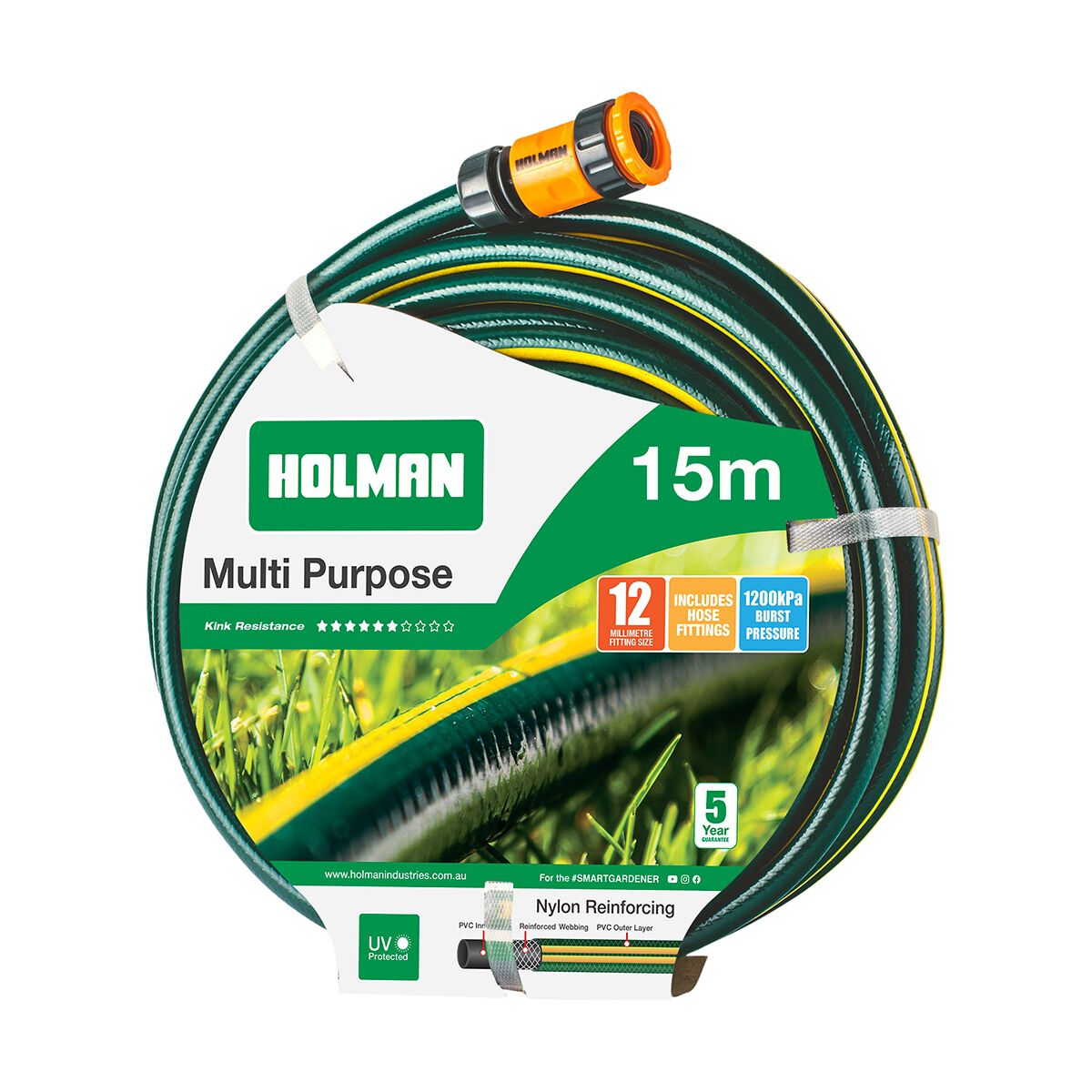 Holman 12mm x 15m Multi Purpose Hose with Fittings, , scaau_hi-res