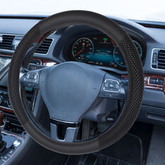 SCA Steering Wheel Cover Leather Look/Velour Black 380mm Diameter, , scaau_hi-res
