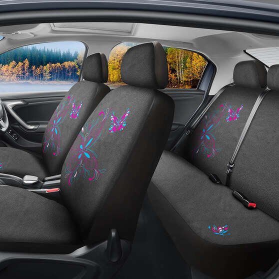 SCA Butterfly Seat Cover Pack Pink/Blue Adjustable Headrests Airbag Compatible 30&06H SAB, , scaau_hi-res