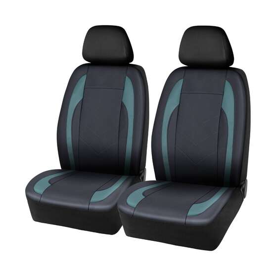 SCA Leather Look Seat Covers Olive/Black Adjustable Headrests Airbag Compatible, , scaau_hi-res