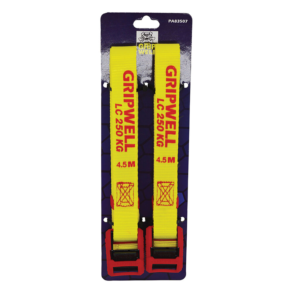 Gripwell Cambuckle Tie Downs with PVC Cover 4.5m 250kg 2 Pack