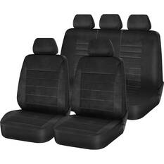 SCA Velour Executive Seat Cover Pack Black Adjustable Headrests Airbag Compatible 30&06H SAB, , scaau_hi-res