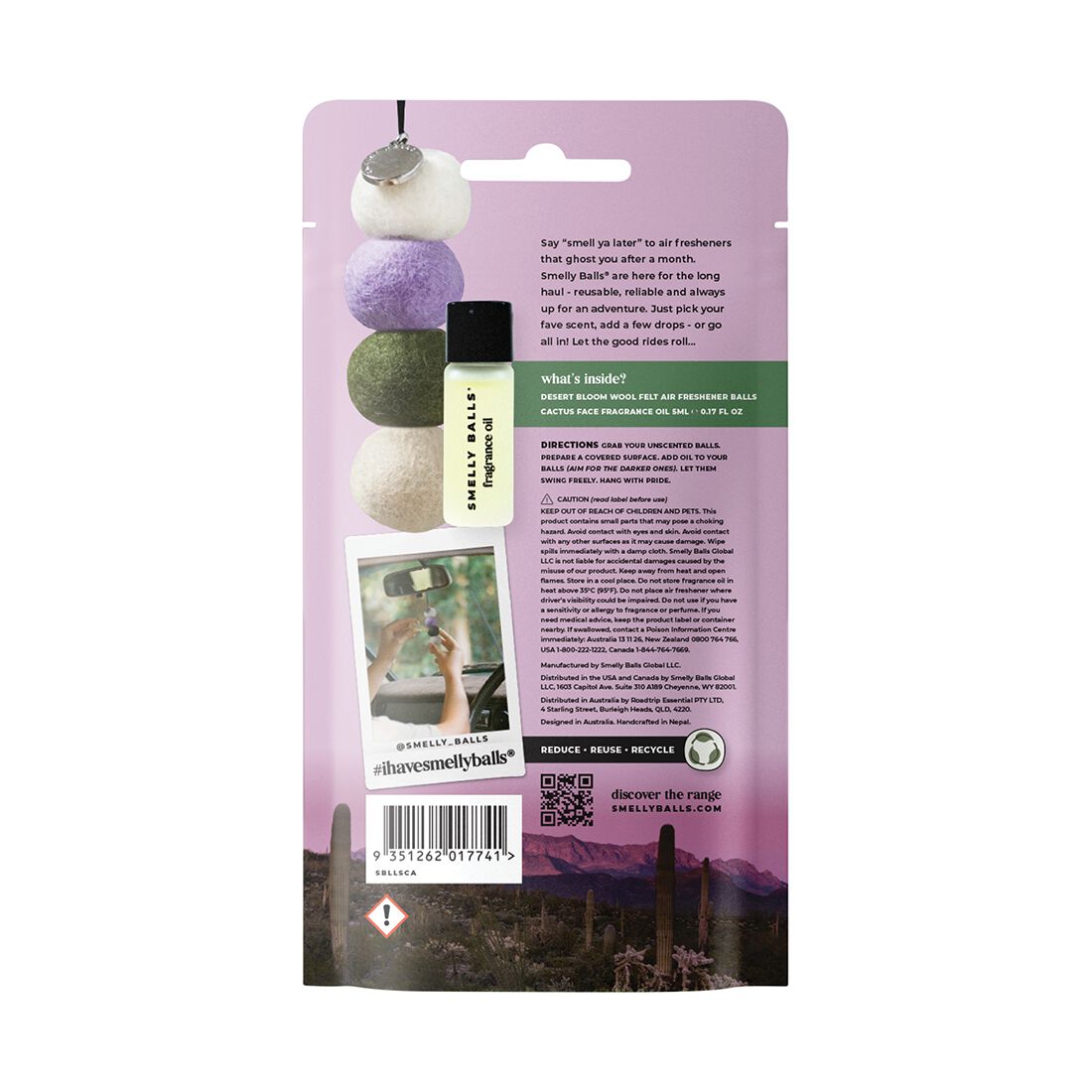 Smelly Balls Air Freshener Set Desert - Cactus Face 5ml, , scaau_hi-res