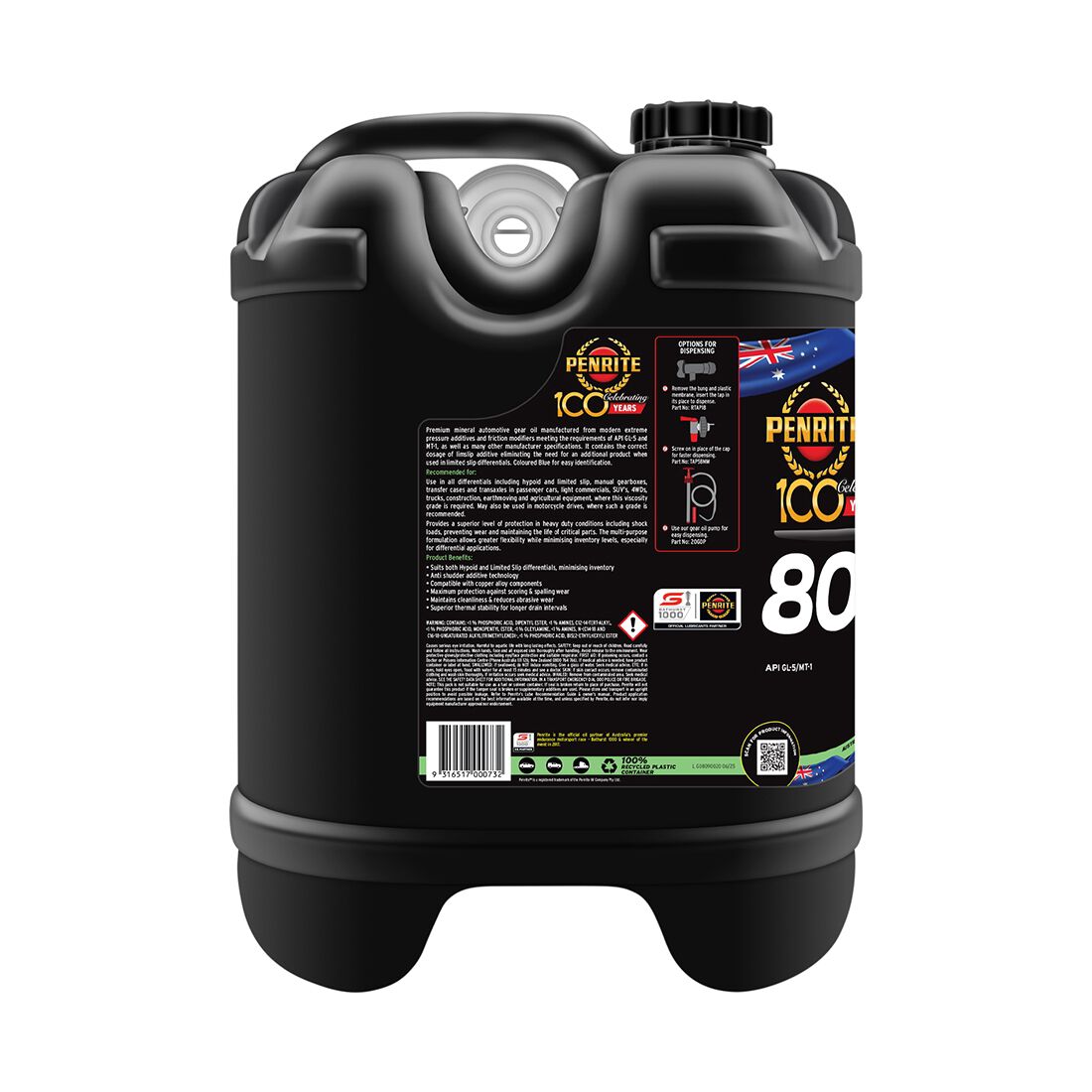 Penrite Gear Oil 80W-90 20 Litre, , scaau_hi-res