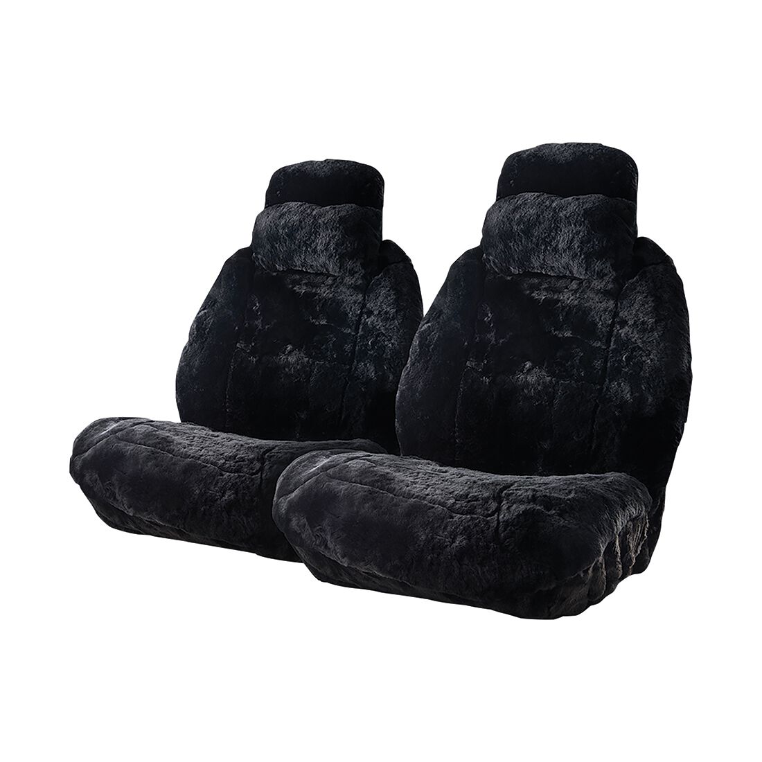 Platinum CLOUDLUX Sheepskin Seat Covers - Black Adjustable Headrests Size 60 Airbag Compatible, , scaau_hi-res