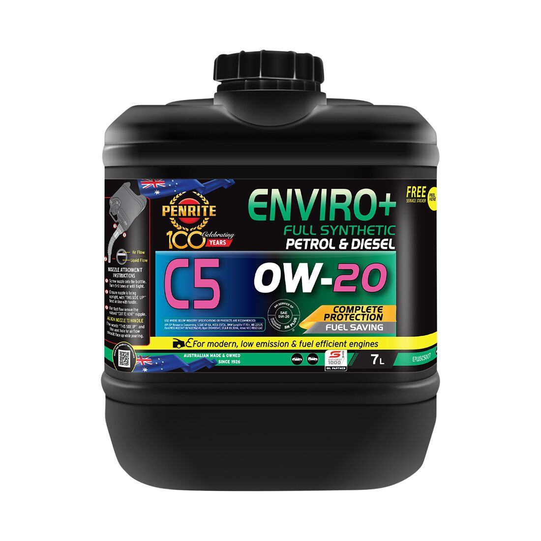 Penrite Enviro+ C5 Engine Oil - 0W-20 7 Litre, , scaau_hi-res