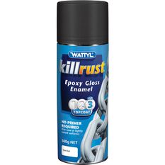 Wattyl Killrust Epoxy Gloss Enamel Aerosol Paint - Matt Black, 300g, , scaau_hi-res