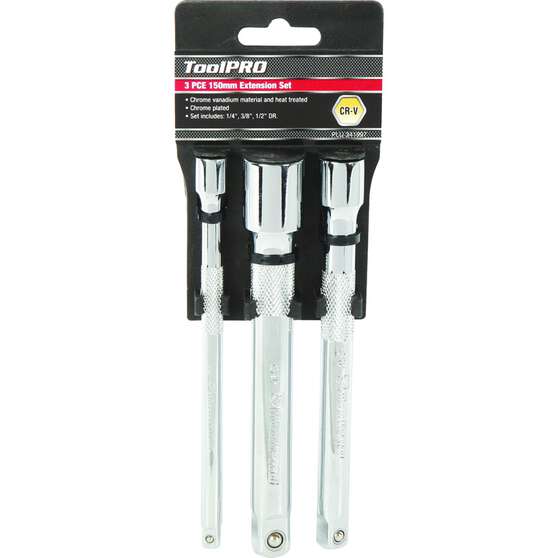 ToolPRO Extension Bar Set 150mm 1/4" 3/8" & 1/2" Drive 3 Piece, , scaau_hi-res