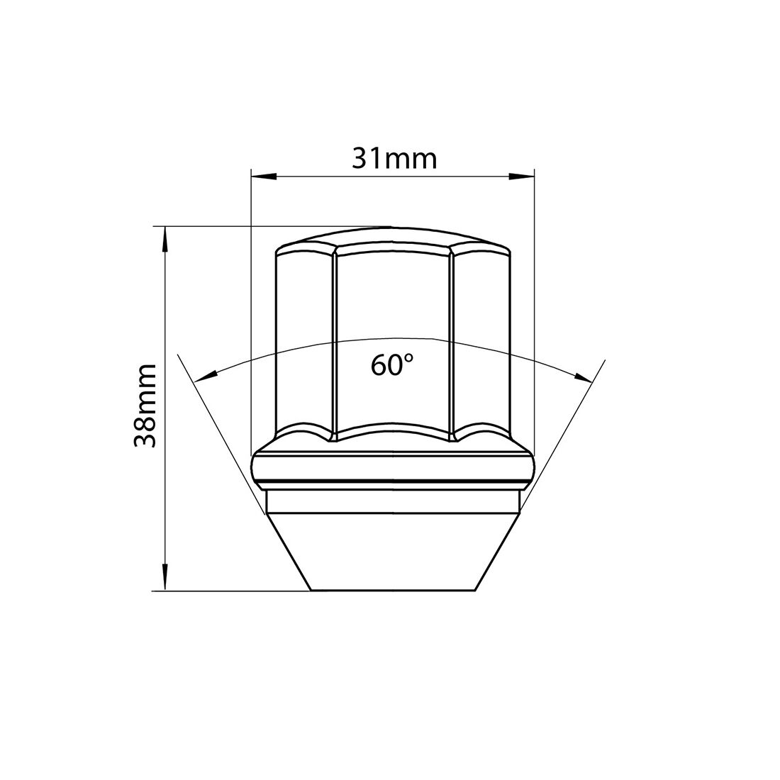 Tridon Wheel Nuts M14x1.5. Tapered Seat. 22mm Hex, , scaau_hi-res