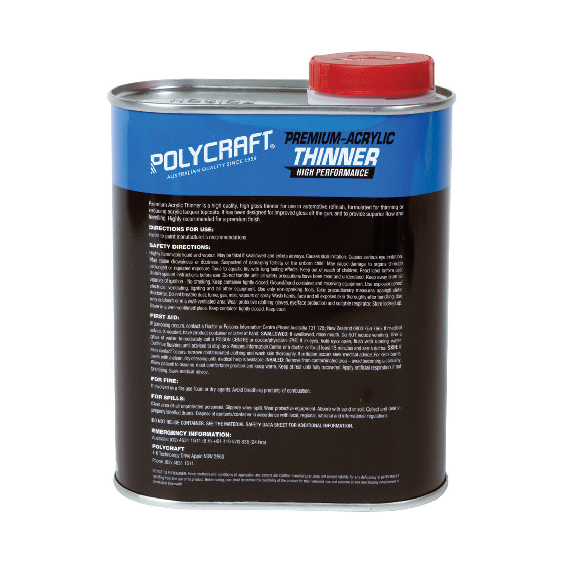 Polycraft Thinners Premium Acrylic 1L, , scaau_hi-res