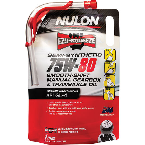 NULON EZY-SQUEEZE Smooth Shift Manual Gearbox & Transaxle Oil - 75W-80, 1 Litre, , scaau_hi-res