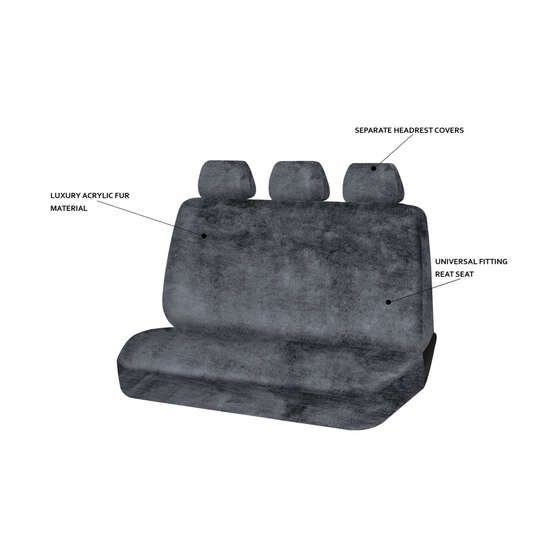 SCA Luxury Fur Seat Cover Slate Adjustable Headrests Rear Seat Size 06H, , scaau_hi-res