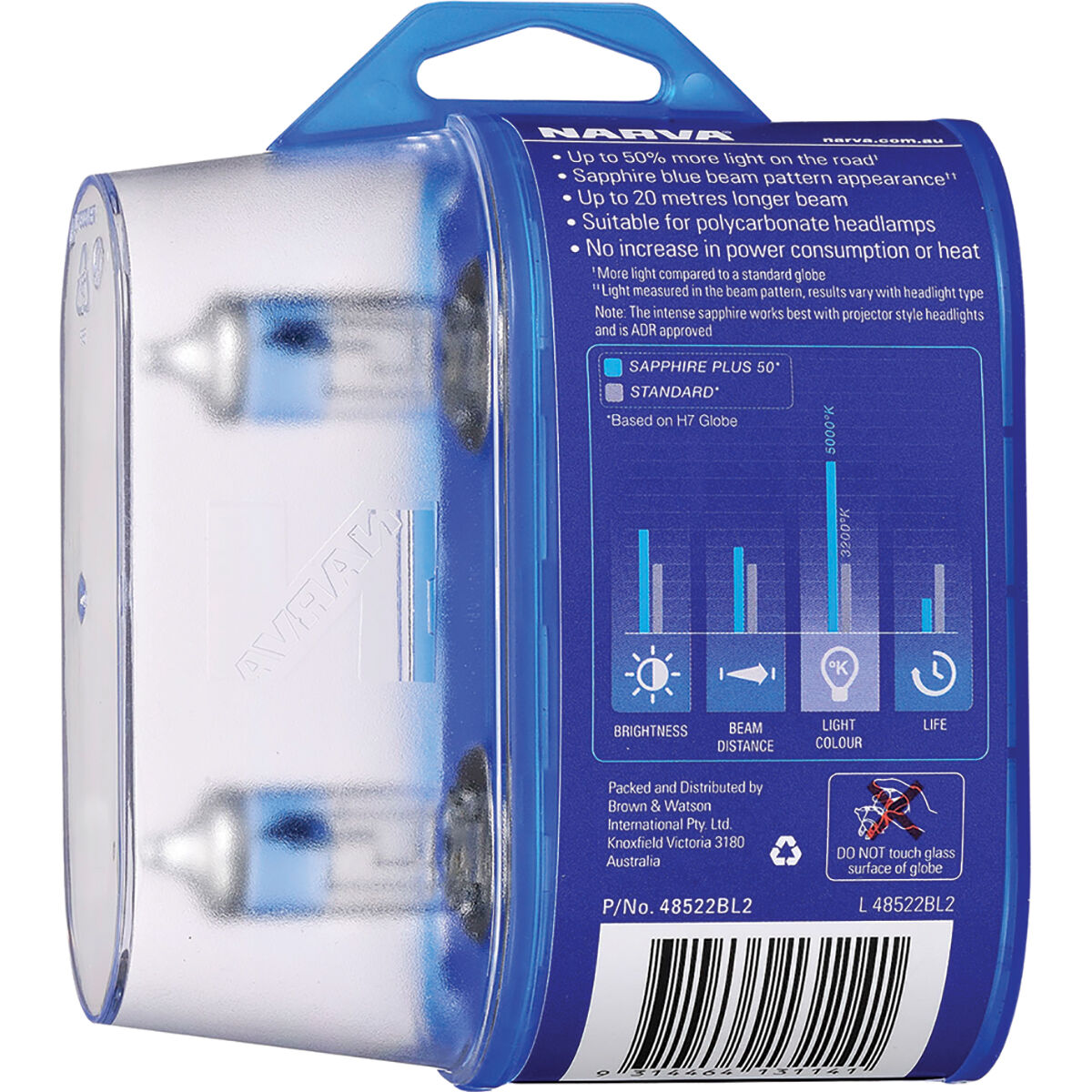 Narva Sapphire Plus 50 Headlight Globes - H4, 12V 60/55W, 48522BL2, , scaau_hi-res