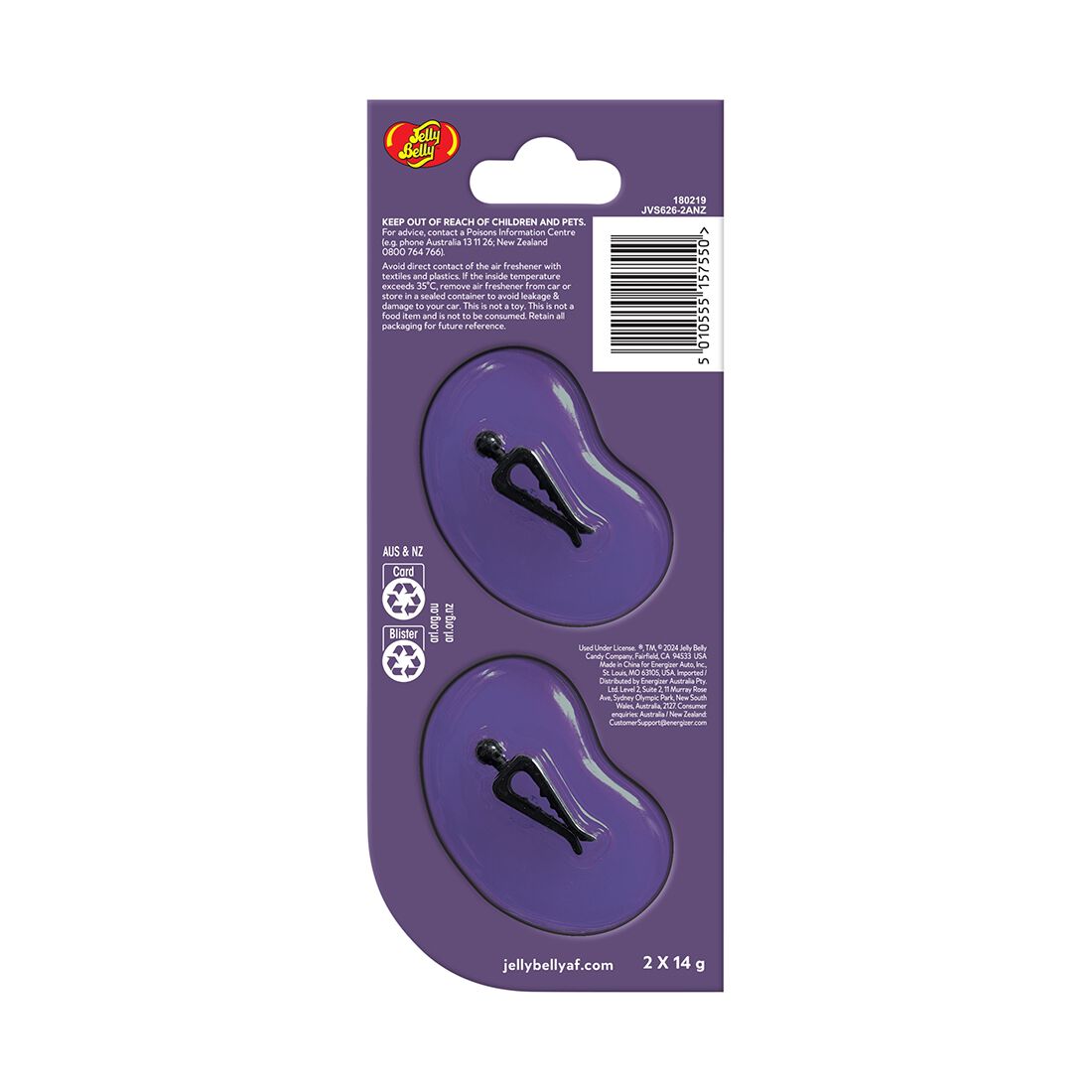 Jelly Belly Duo Car Air Freshener Vent Clips - Island Punch 2 Pack, , scaau_hi-res