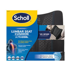 Scholl Infused Gel Memory Foam Black Lumbar Cushion, , scaau_hi-res