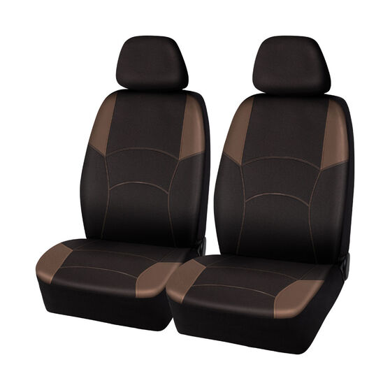 Ridge Ryder Oxford Seat Covers Black/Khaki Adjustable Headrests Airbag Compatible, , scaau_hi-res