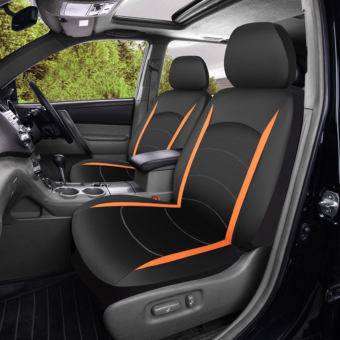 SCA Seat Cover Leather Look and Mesh Size 30A Orange, , scaau_hi-res