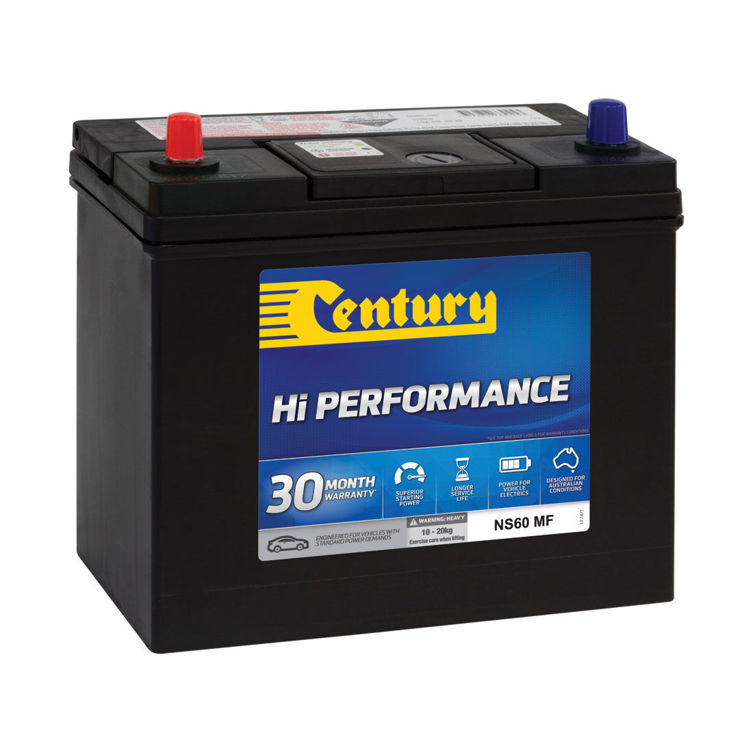 Century Hi Performance Car Battery NS60 MF, , scaau_hi-res