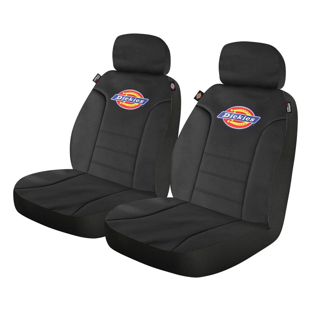 Dickies Polyester OG Logo Seat Covers Black Adjustable Headrests Airbag