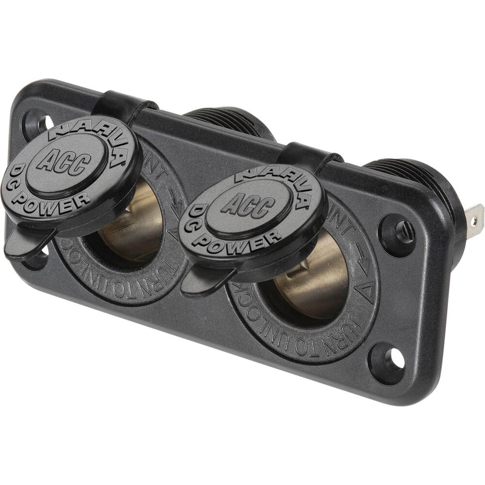 Narva 12V Accessory Socket Twin, Black Supercheap Auto