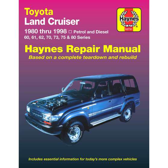 Haynes Car Manual For Toyota Landcruiser Petrol and Diesel 1980-1998 - 92751, , scaau_hi-res