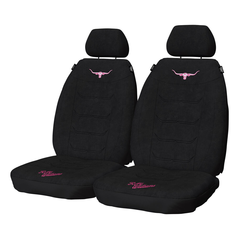 R.M.Williams Black/Pink Jillaroo Suede Velour Front Seat Covers Size 30